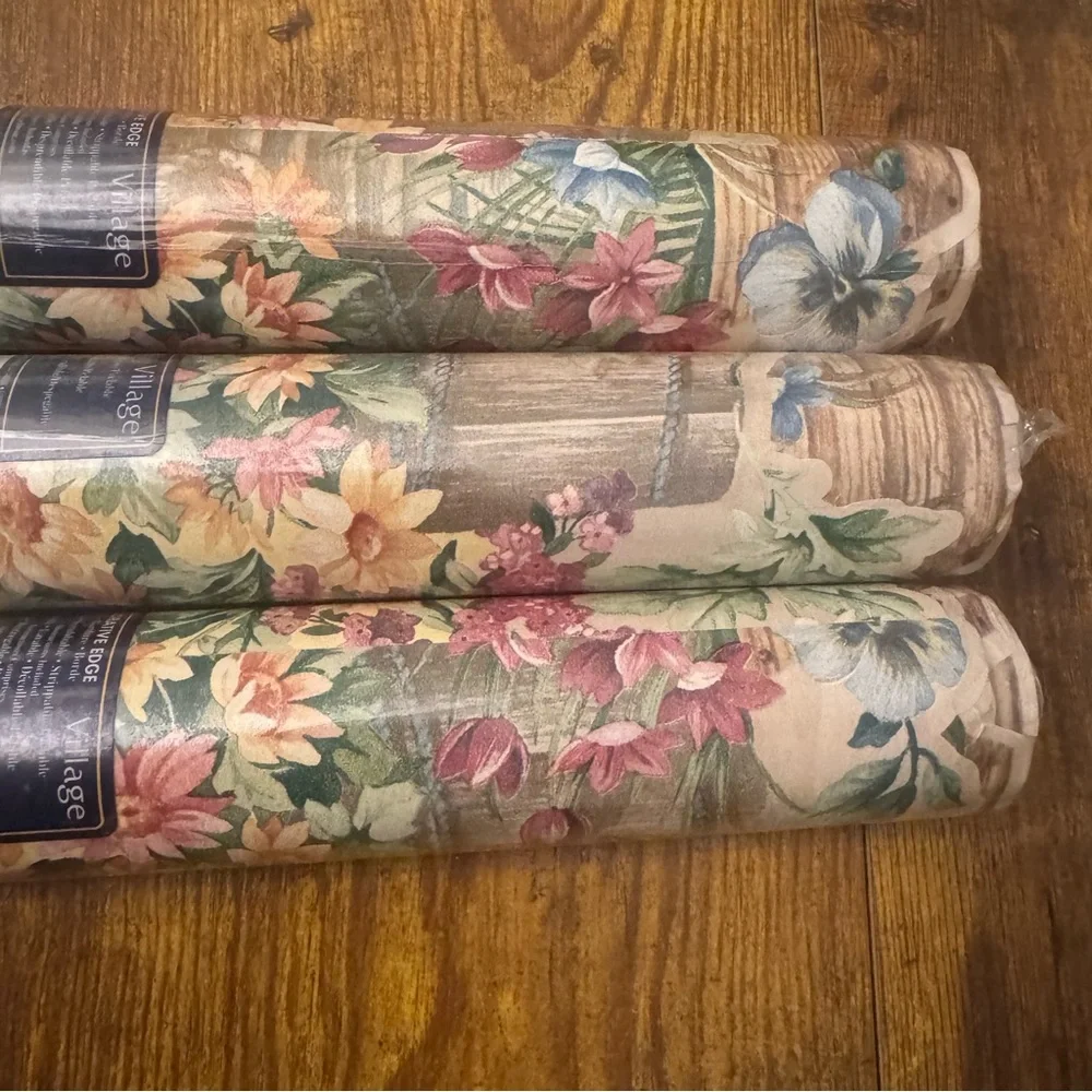 Village Farmhouse Floral‎ Basket Country Kitchen Wallpaper Border Lot Of 3